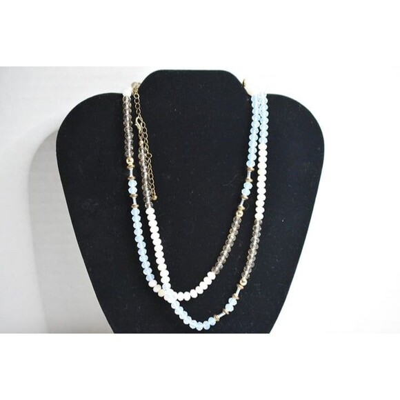 Contemporary 60 Inch Single Strand Multi Color Beaded Gold Tone Chic Necklace - Picture 1 of 4